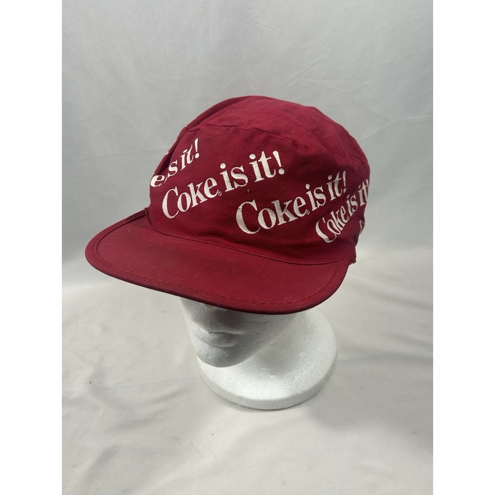 Vtg Coca Cola Soda Coke Painters Cap Hat 80s Pop Culture Hipster Red/White